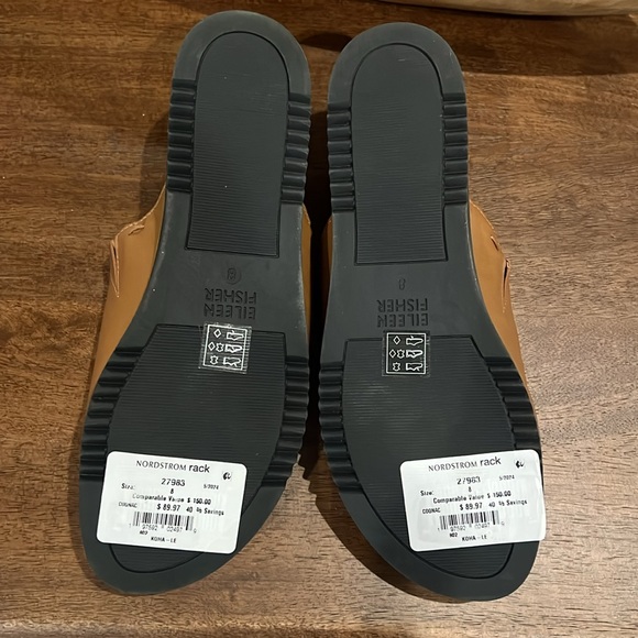 Eileen Fisher Women's Tan Leather Slide Sandals - Picture 2 of 3